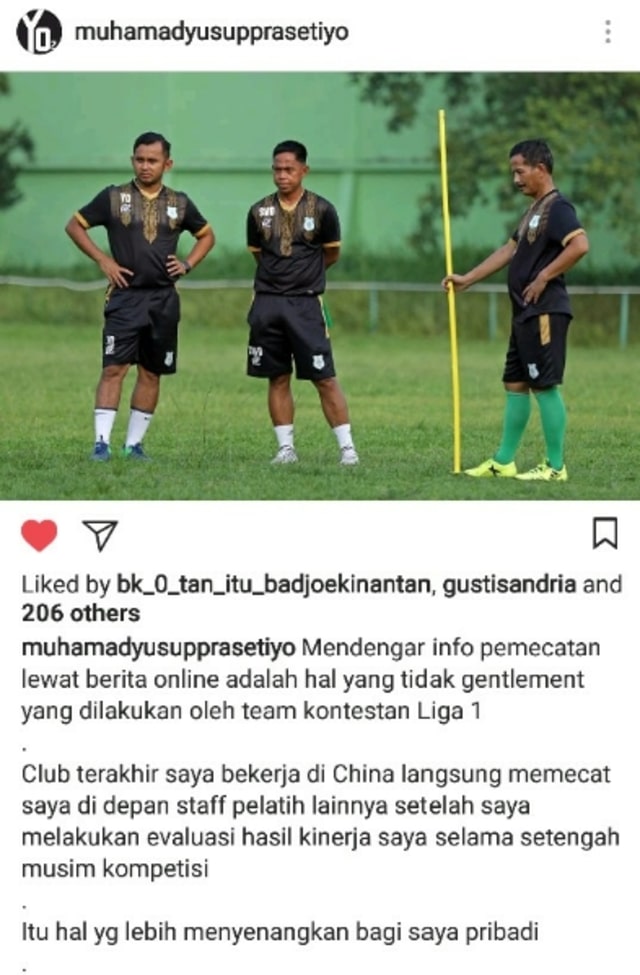 Usai Didepak, Lewat Instagram Coach Yoyo Bilang PSMS Tidak Gentleman  (1)