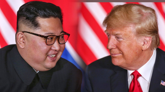 Kim Jong-un dan Donald Trump. Foto: Kevin Lim/The Straits Times via Reuters dan