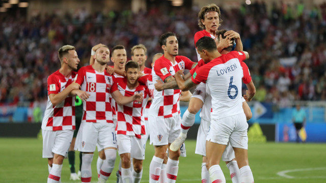Pemain Kroasia meryakan gol. (Foto: REUTERS/Ivan Alvarado)
