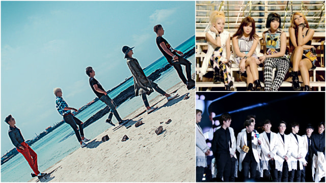 BIGBANG, 2NE1, dan EXO. (Foto: YG Entertainment / Wikimedia Commons)