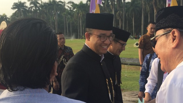Anies di upacara HUT DKI ke-491. (Foto: Soejono Saragih/kumparan)
