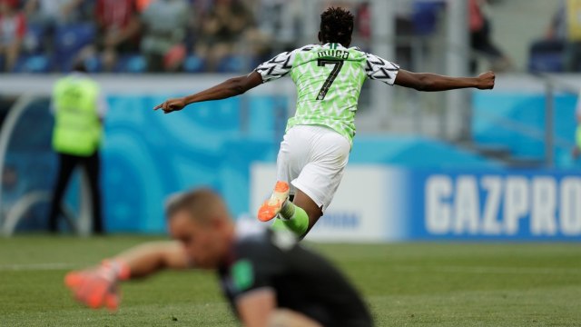 Selebrasi Ahmed Musa. (Foto: Reuters/Ueslei Marcelino)