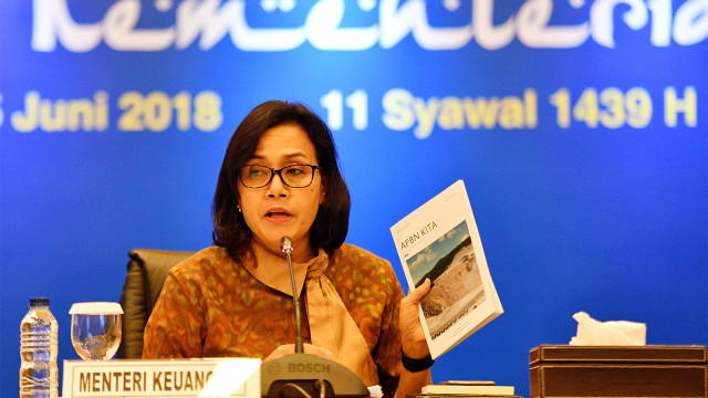 Menkeu, Sri Mulyani berikan keterangan pers. (Foto: ANTARA FOTO/Sigid Kurniawan)