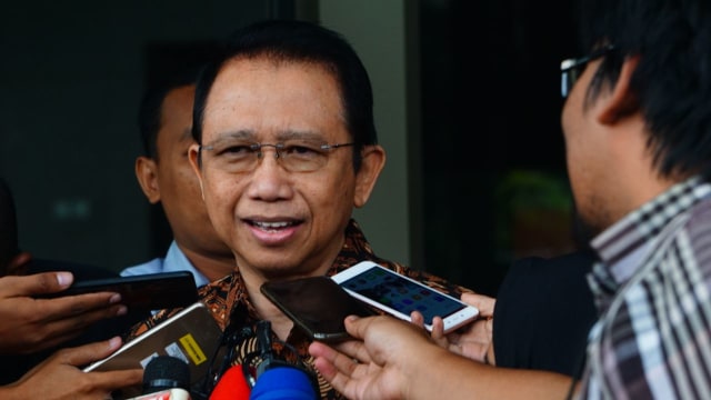 Marzuki Alie usai diperiksa KPK. Foto: Nugroho Sejati/kumparan