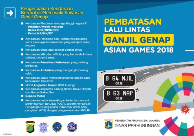 Pembatasan lalu lintas Asian Games (Foto: Dok. Istimewa)