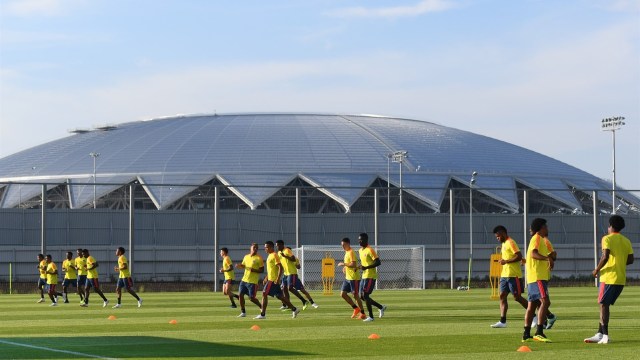 Penampakan Cosmos Arena. (Foto: AFP/Manan Vatsyayana)