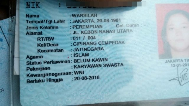 Identitas korban begal di Cempaka putih (Foto: Dok. istimewa)