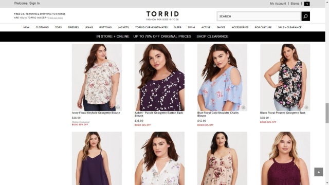 Menghadirkan busana plus size mulai dari atasan hingga dress. (Foto: dok. Torrid)