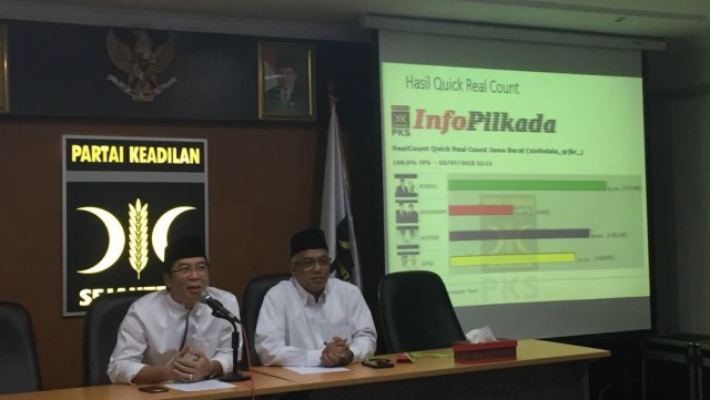 PKS rilis hasil quick real count Pilkada Jabar (Foto: Iqbal Tawakal/kumparan)
