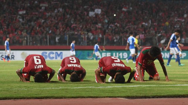 Selebrasi gol Timnas U-19. (Foto: ANTARA FOTO/Zabur Karuru)