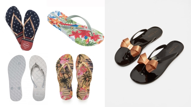Rekomendasi sandal jepit untuk ke pantai (Foto: Dok. Havaianas, Roxy, Ipanema, Ted Baker)