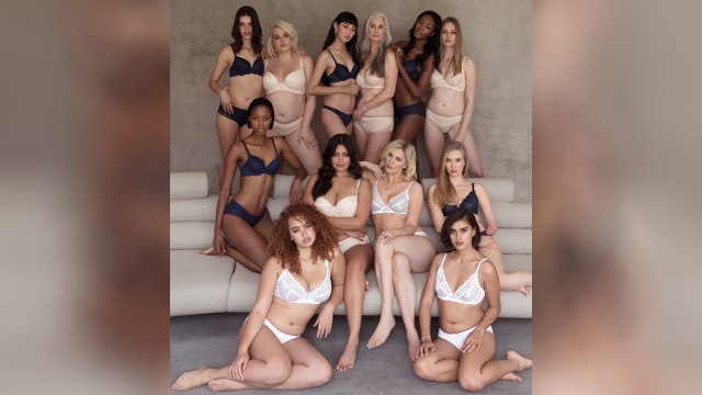 12 model dengan bentuk tubuh yang berbeda berpose untuk lingerie Figleaves. (Foto: dok. Figleaves)
