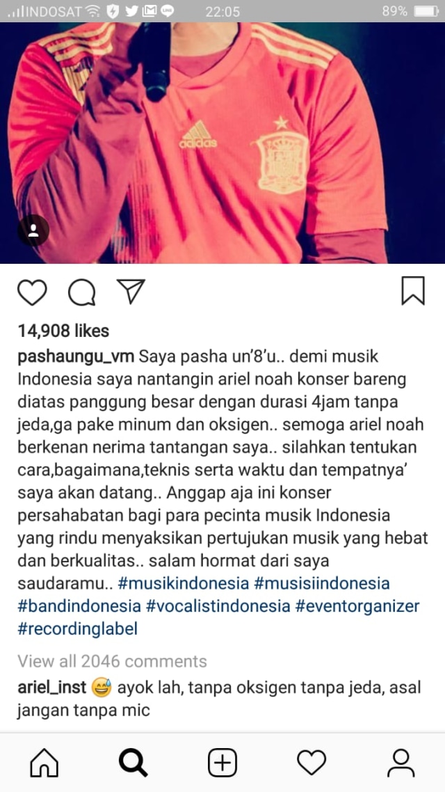 Pasha 'Ungu' Tantang Ariel 'NOAH' (Foto: Instagram @pashaungu_vm)