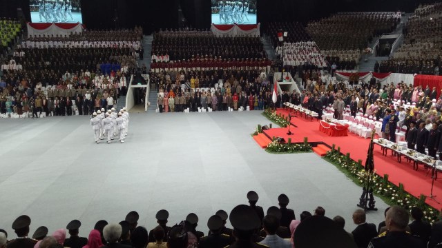 Suasana HUT ke-72 Polri di Istora Senayan Jakarta (Foto: Kevin/kumparan)
