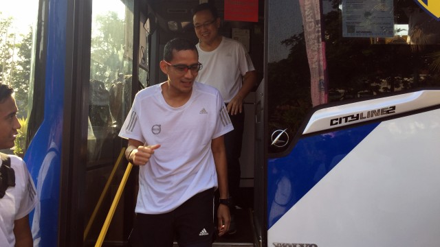 Sandi tiba di Balai Kota (Foto: Moh Fajri/kumparan)