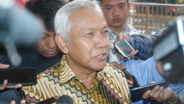 Wakil Ketua Dewan Pembina Partai Demokrat Agus Hermanto, saat menjawab pertanyaan pers. (Foto: Nugroho Sejati/kumparan)