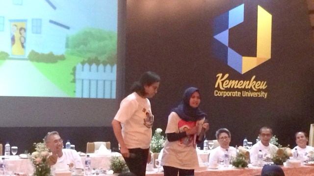 Sri Mulyani dan Iliyatul di acara Kemenkeu (Foto: Nicha Muslimawati/kumparan)