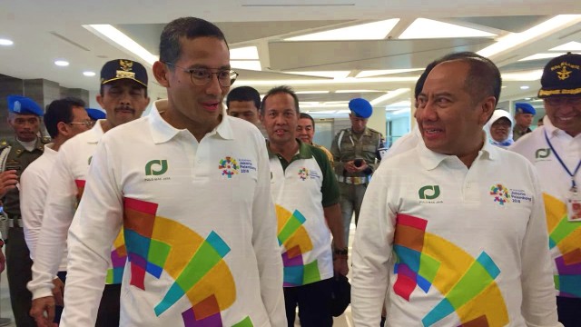 Sandiaga Uno di tiba di Jakarta International Equestrian Park, Jakarta Timur untuk meninjau venue equestrian untuk Asian Games 2018. (Foto: Yuana Fatwalloh/kumparan)