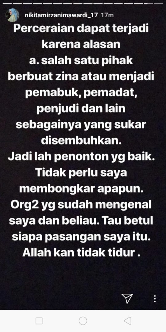 Screenshot IG Story Nikita Mirzani (Foto: Instagram @nikitamirzanimawardi_17)