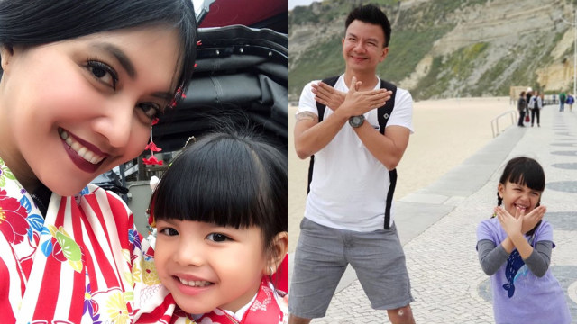 Denada dan sang mantan suami, Jerry Aurum, bersama sang anak (Foto: Instagram @denadaindonesia)