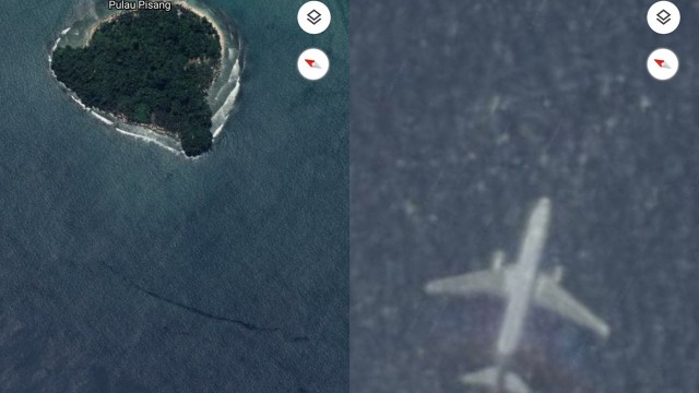 Penampakan pesawat 'jatuh' di Google Maps. (Foto: Screenshot Google Maps)