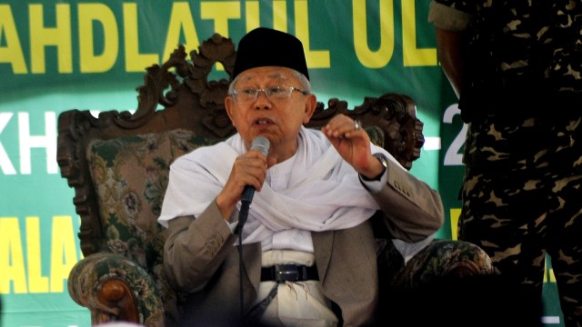 Ma’ruf Amin mengisi ceramah kebangsaan NU. (Foto: Antara/Asep Fathulrahman)
