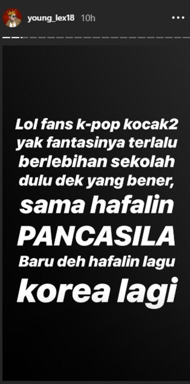 Komentar Young Lex. (Foto: Instagram/@young_lex18)