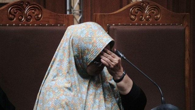 Mantan Menteri Kesehatan Siti Fadilah Supari saat sidang Peninjauan Kembali di Pengadilan Tipikor, Jakarta, Senin (23/7). Foto: Nugroho Sejati/kumparan