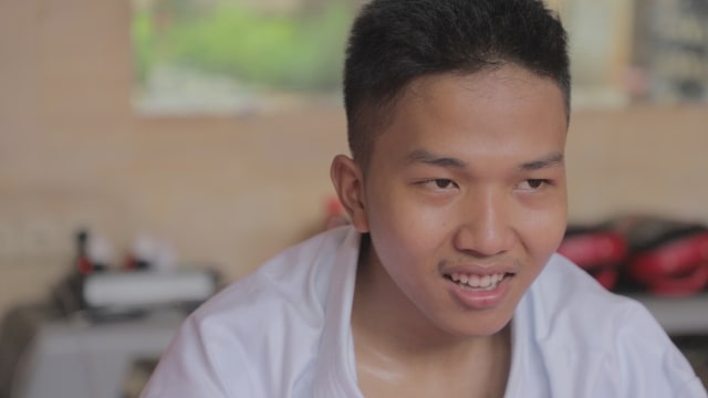 Fauzan, Juara Dunia Karate, sedang latihan. (Foto: Kumparan/ Retno Wulandhari)