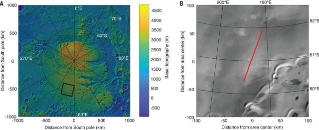 Lokasi danau air di Mars. (Foto: R. Orosei via jurnal Science.)