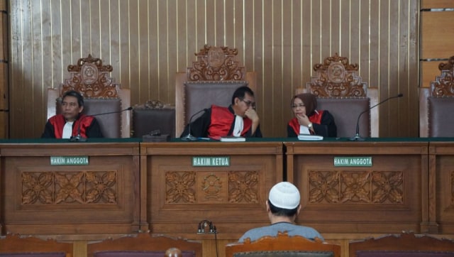 Suasana persidangan dengan agenda pleidoi pembubaran JAD di PN Jakarta Selatan, Jumat (27/7). (Foto: Nugroho Sejati/kumparan)