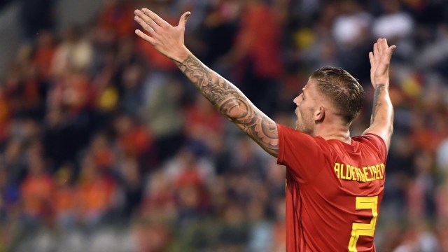Alderweireld membela Timnas Belgia pada laga persahabatan menghadapi Portugal. (Foto: AFP/Emmanuel Dunand)