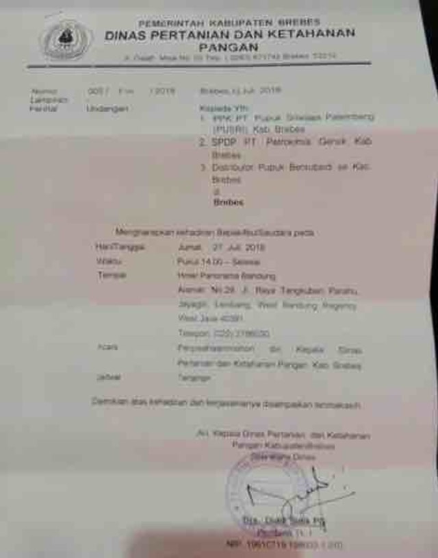 Kontroversi Surat Dinas Acara Perpisahan Kadin Pertanian Brebes di Bandung