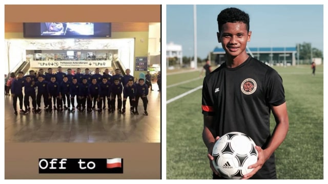 Pemain Timnas Malaysia U-16 pasang bendera Indonesia terbalik. (Foto: Twitter/@shaqifasyraf dan @timnaspedia )