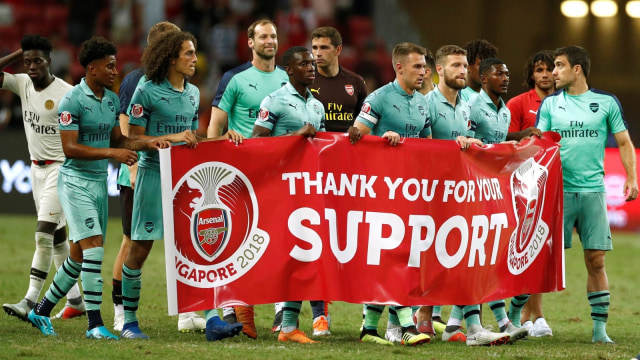 Skuat Arsenal di Singapura. (Foto: Reuters/Edgar Su)