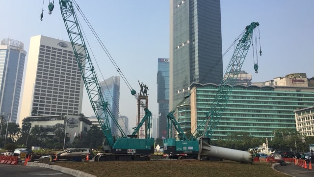Kenampakan Patung HI Setelah JPO Dicabut (31/7). (Foto: Yuana Fatwallah/kumparan)
