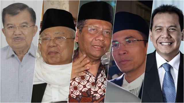 5 kandidat cawapres Jokowi. (Foto: Twitter @mohmahfudmd, kumparan, instagram)