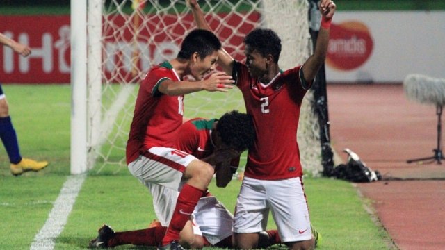 Selebrasi Bagas, Bagus, dan Rendy kala bersua dengan Filipina. (Foto: Dok. PSSI)