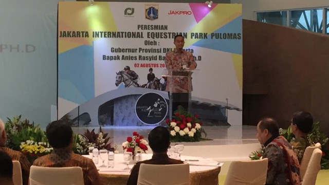 Anies Resmikan Jakarta International Equestrian Park Pulomas, Kamis (2/8). (Foto:  Fachrul Irwinsyah/kumparan)