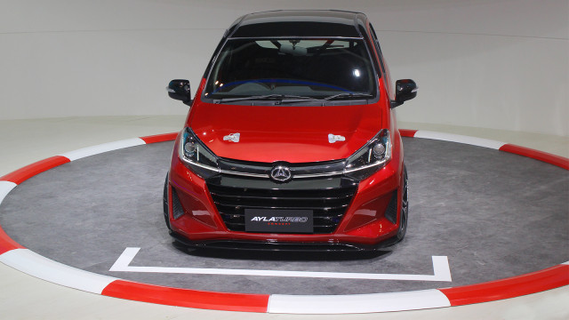 Mobil Ayla Turbo pada pameran GIIAS 2018 di ICE, BSD, Tangerang, Jumat (3/8). (Foto: Alfons Hartanto/kumparan)