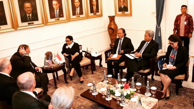 Menlu Retno LP Marsudi Terima Menlu AS Mike Pompeo di Gedung Pancasila (Foto: Ig @kemlu_ri)