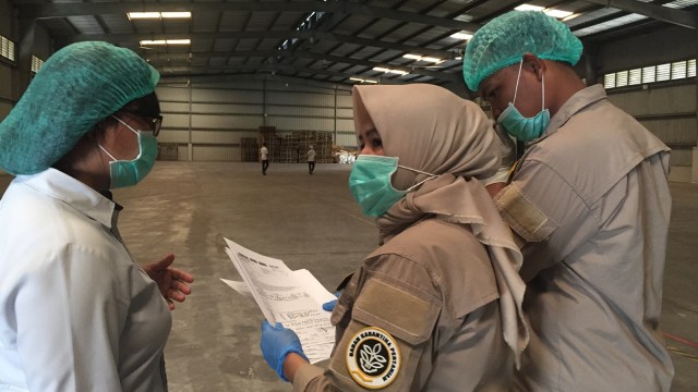 Petugas Balai Karantina Pertanian Kendari cek gudang PT Kalla Kalao Industri  (Foto: Ema Fitriyani/kumparan)