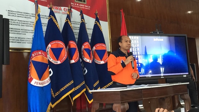 Konpers update gempa Lombok oleh kepala pusat data BNPB, Sutopo Purwo, Rabu (8/8/2018). (Foto: Ferry/kumparan)