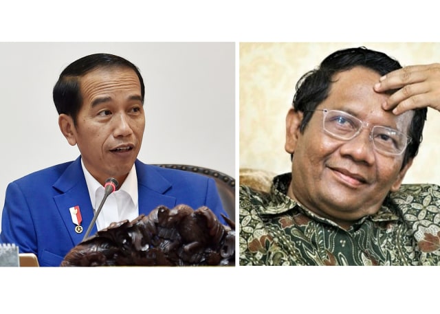 Joko Widodo dan Mahfud MD. (Foto: Antara dan nu.go.id)