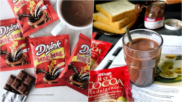 Ilustrasi Minuman Cokelat Sachet (Foto: Instagram @duniakulinerbdg, dan @pendhina.as)