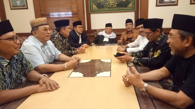 Cak Imin, Maruf Amin dan Said Aqil saat melakukan pertemuan terkait pengumuman cawapres Jokowi (Foto: Adhim Mugni/kumparan)