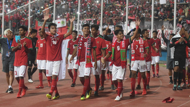 Timnas U-16 di AFF U-16 2018. (Foto: ANTARA FOTO/Zabur Karuru)
