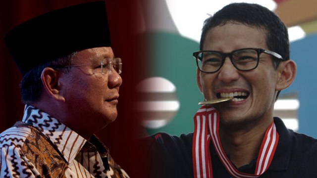 Prabowo Subianto dan Sandiaga Uno. (Foto: AFP dan kumparan)
