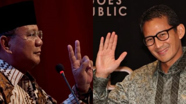 Prabowo Subianto dan Sandiaga Uno (Foto: AFP dan kumparan)