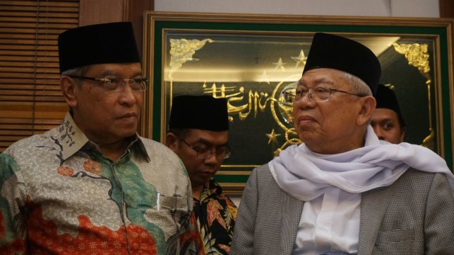 Ketua NU Said Aqil Siroj bersama KH Ma'ruf Amin, Kamis (9/8/2018). (Foto: Nugroho Sejati/kumparan)